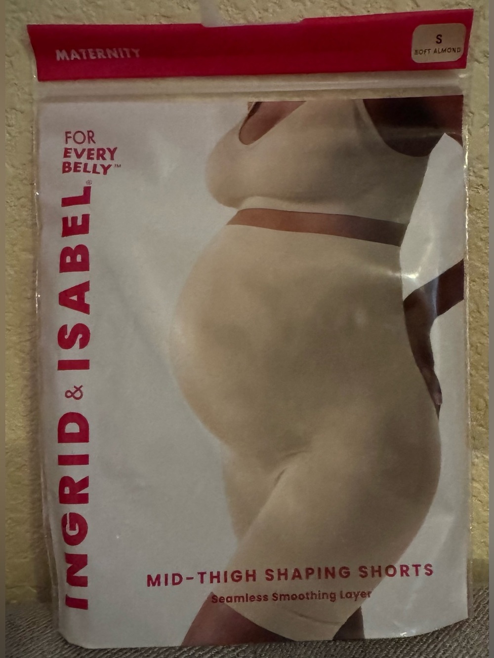 Ingrid & Isabel Maternity Mid-Thigh Shaping Shorts - Beige, S